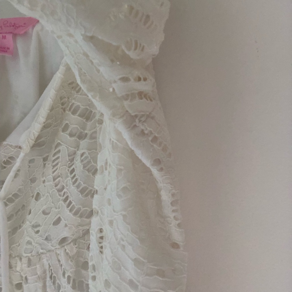 Lilly Pulitzer Alanna Dress in Marine Tropic Lace Resort White Size Medium - Picture 9 of 16